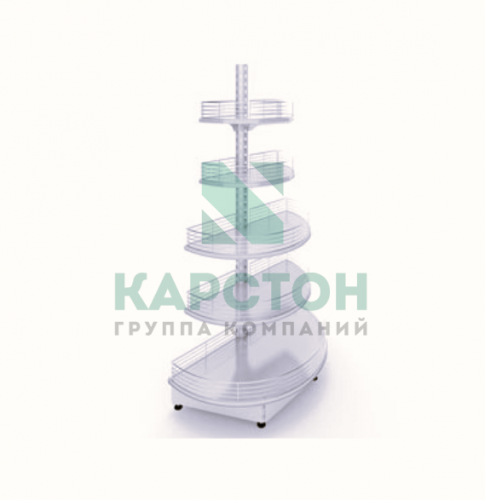 Стеллаж торговый из металла белый торцевой 1550x500x1000 мм 5 полок