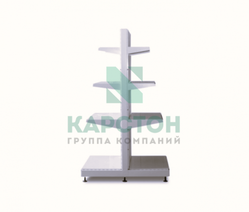 Стеллаж торговый из металла островной двухсторонний 1650x600x1000 мм
